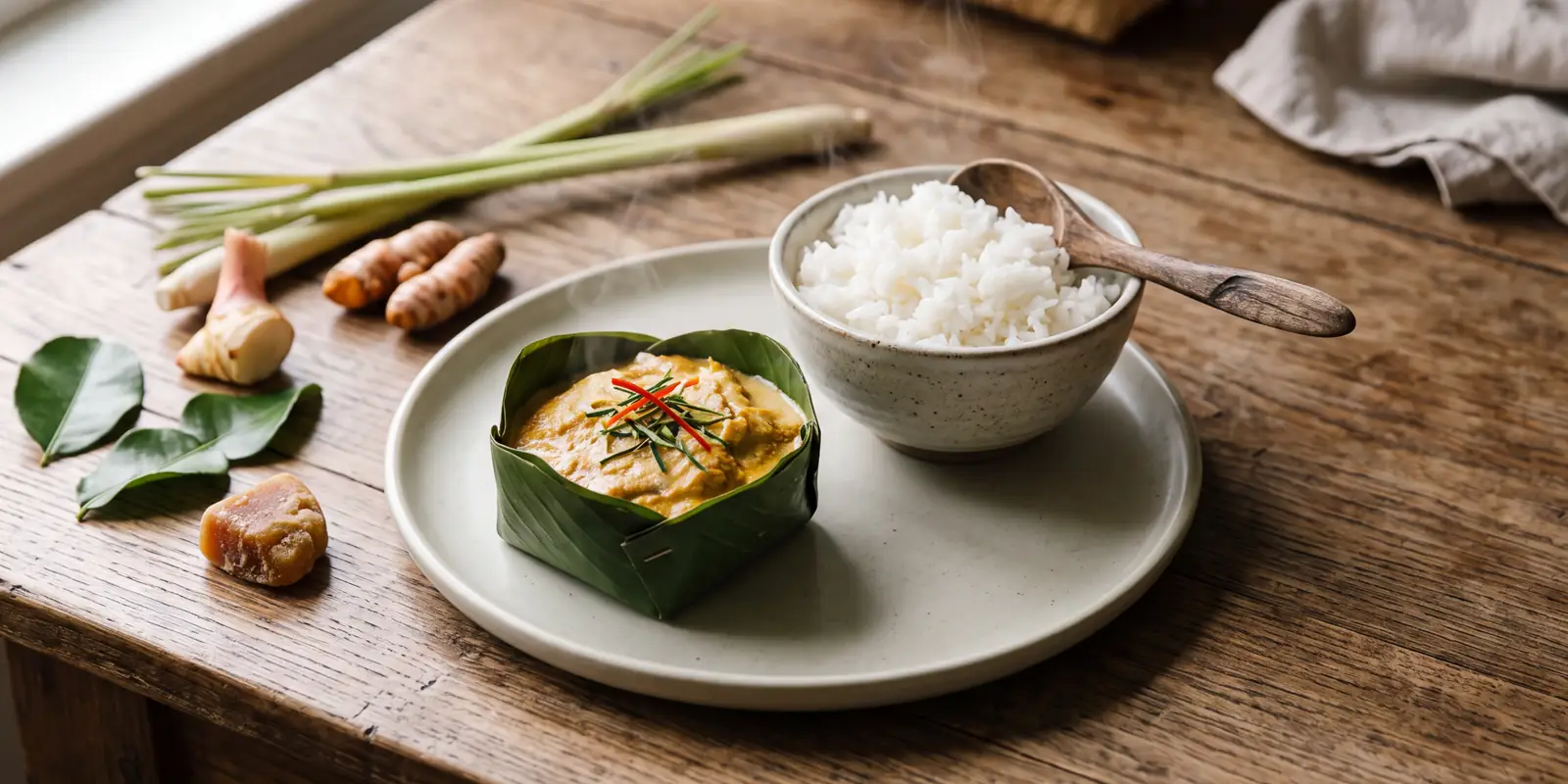The Cambodia table from the cookbook chapter opener, laid with the dishes of the chapter.
